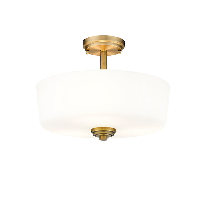 Z-Lite Arlington 3 Light Semi Flush Mount, Heritage Brass/White - 220SF3-HBR