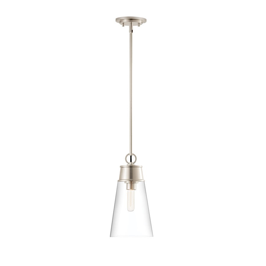 Z-Lite Wentworth 1 Light 8" Pendant in Brushed Nickel/Clear - 2300P8-BN