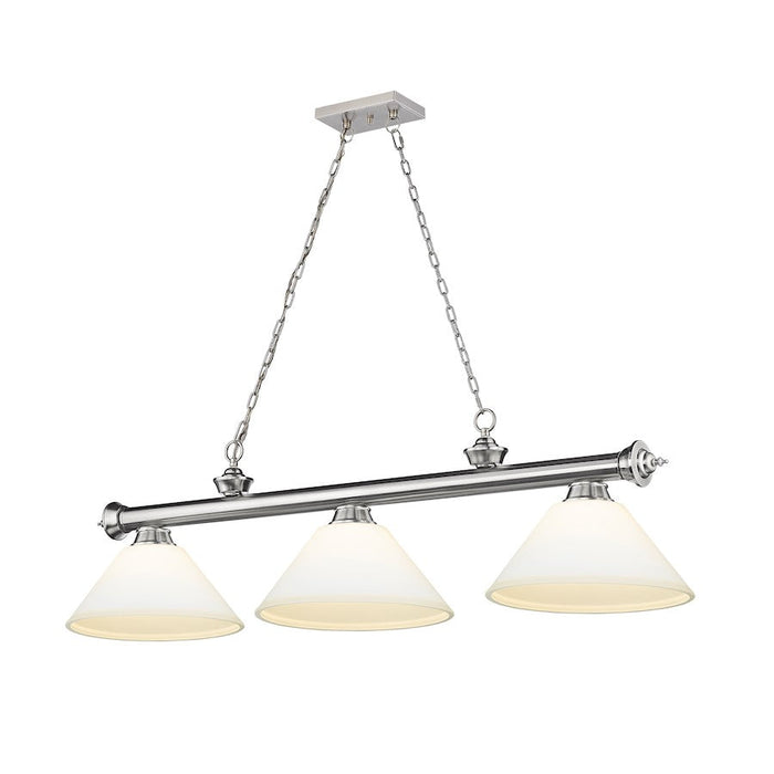 Z-Lite Cordon 3 Light Cone Billiard, Brushed Nickel/Matte Opal - 2306-3BN-AMO14