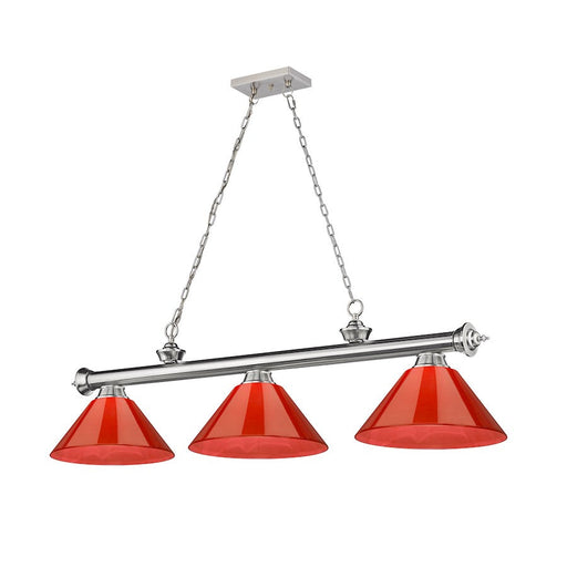 Z-Lite Cordon 3 Light Billiard, Brushed Nickel/Burgundy - 2306-3BN-ARBG