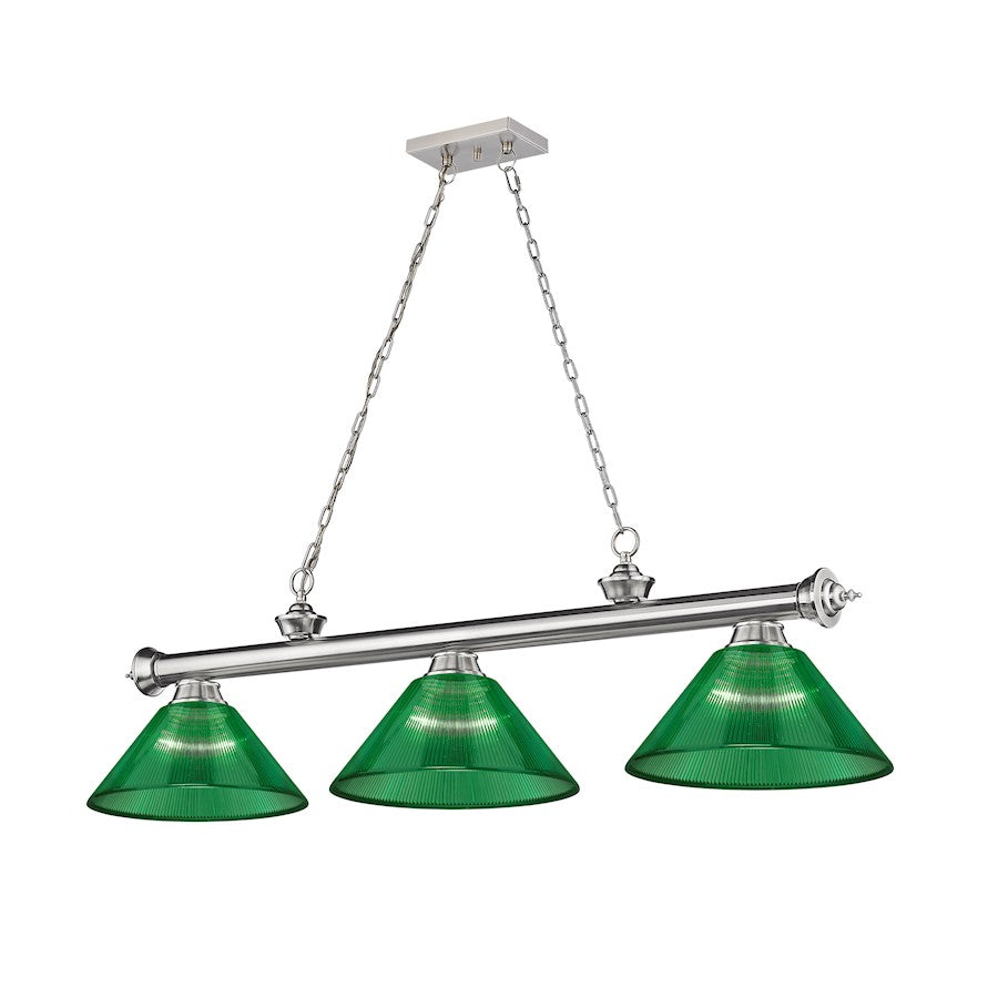 Z-Lite Cordon 3 Light Acrylic Billiard, Brushed Nickel/Green - 2306-3BN-ARG