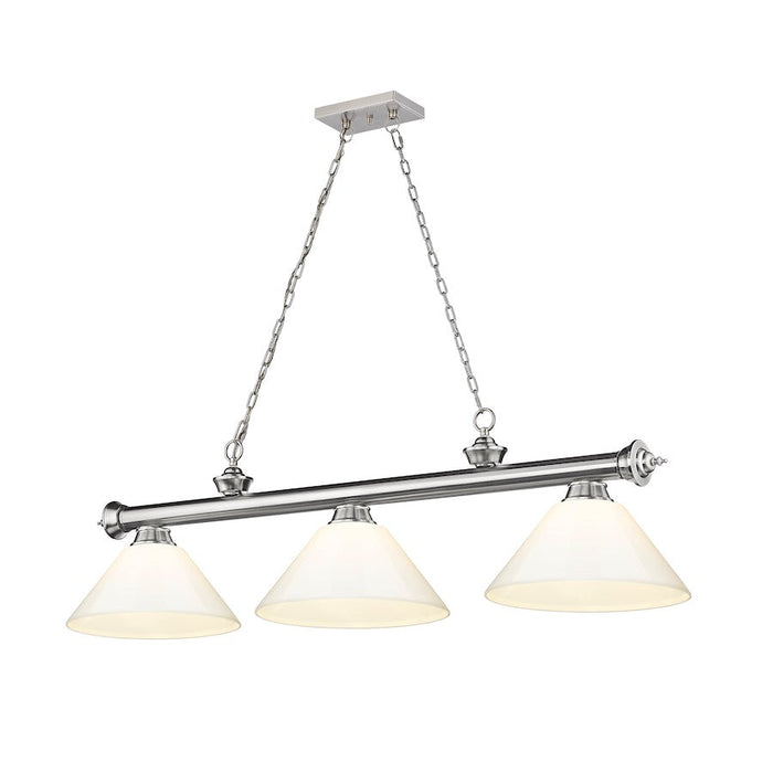 Z-Lite Cordon 3 Light Billiard, Brushed Nickel/White - 2306-3BN-PWH