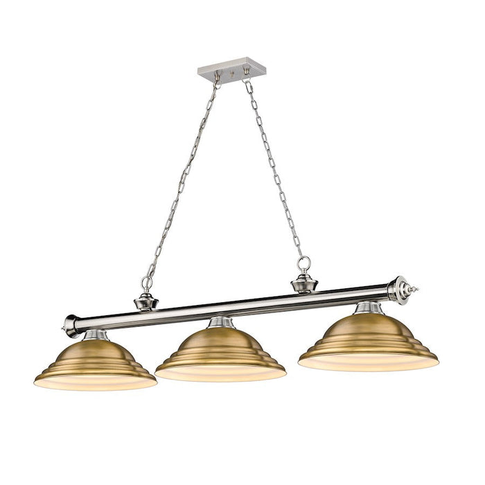 Z-Lite Cordon 3 Light 16" Billiard, Brushed Nickel/Rubbed Brass - 2306-3BN-SRB