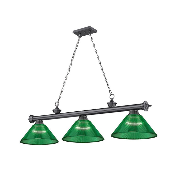 Z-Lite Cordon 3 Light Billiard, Bronze Plated/Green - 2306-3BP-ARG