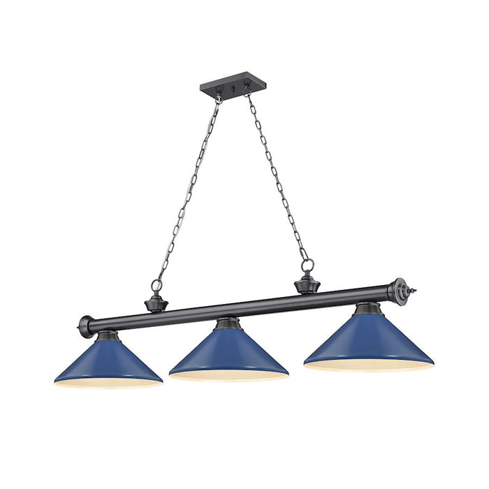 Z-Lite Cordon 3 Light Billiard, Bronze Plated/Navy Blue - 2306-3BP-MNB