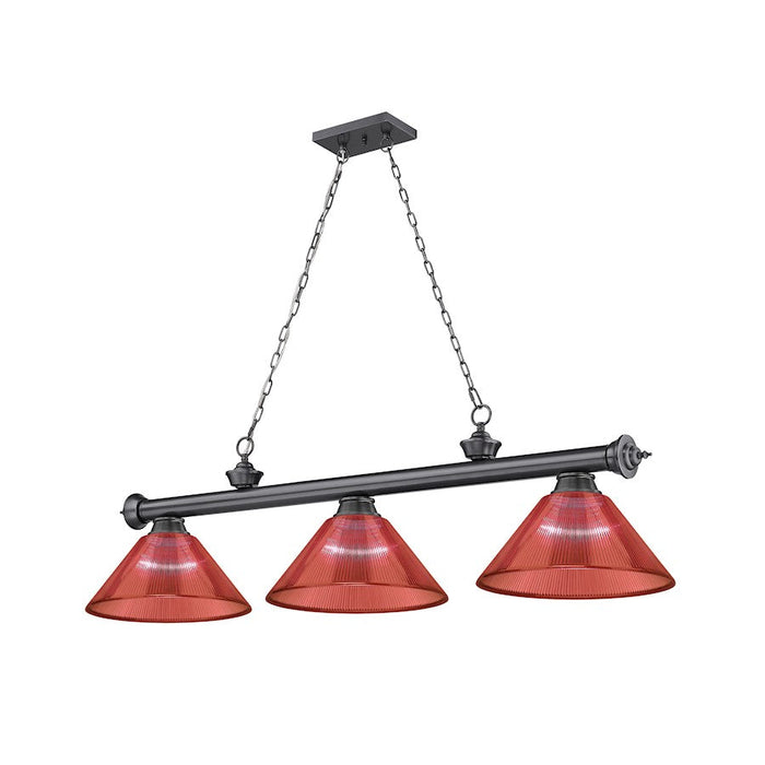 Z-Lite Cordon 3 Light Billiard, Bronze Plated/Red - 2306-3BP-PRD