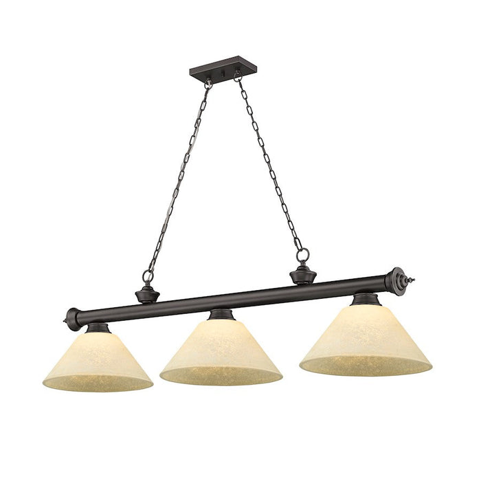 Z-Lite Cordon 3 Light Cone Billiard, Bronze/Golden Mottle - 2306-3BRZ-AGM14