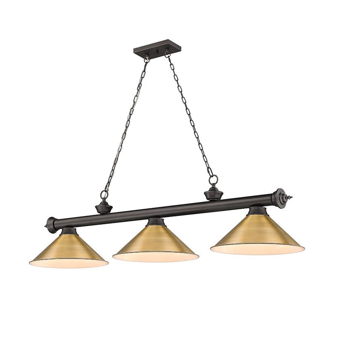 Z-Lite Cordon 3 Light 14" Billiard, Bronze/Rubbed Brass - 2306-3BRZ-RB15