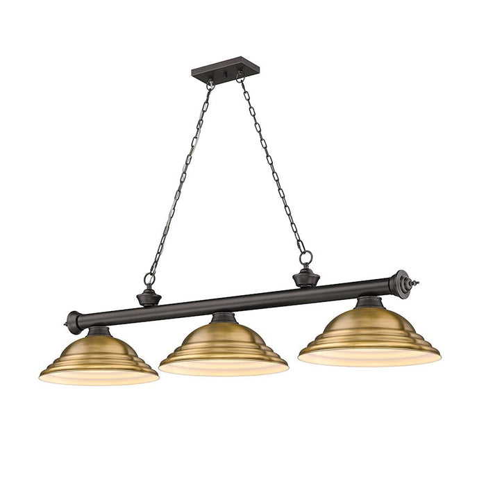 Z-Lite Cordon 3 Light 16" Billiard, Bronze/Rubbed Brass - 2306-3BRZ-SRB