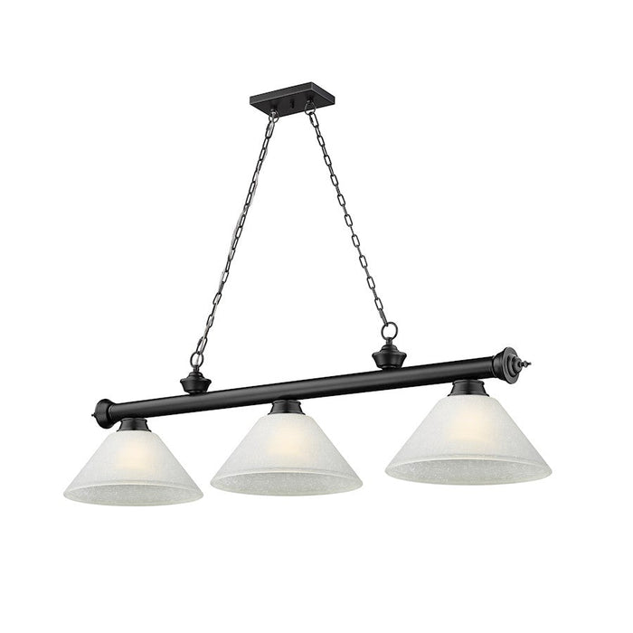 Z-Lite Cordon 3 Light Cone Billiard, Matte Black/White Linen - 2306-3MB-AWL14