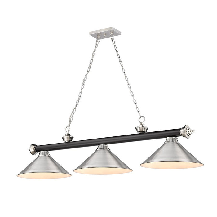 Z-Lite Cordon 3 Light 14" Billiard, Black/Nickel/Nickel Shade - 2306-3MB-BN-BN15