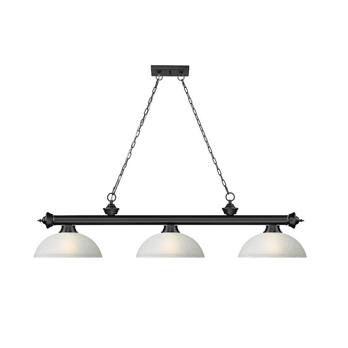 Z-Lite Cordon 3 Light Round Billiard, Matte Black/White Linen