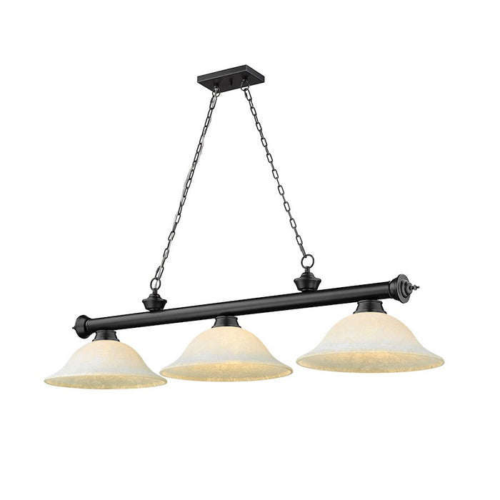 Z-Lite Cordon 3 Light Billiard, Matte Black/White Mottle - 2306-3MB-WM16