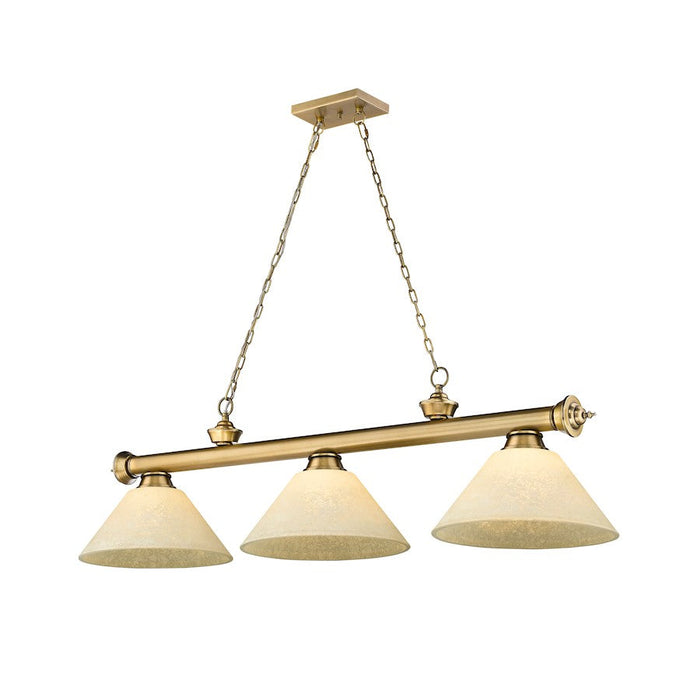 Z-Lite Cordon 3 Light Cone Billiard, Rubbed Brass/Golden Mottle - 2306-3RB-AGM14