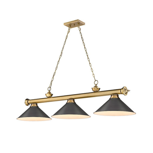 Z-Lite Cordon 3 Light 14" Billiard, Rubbed Brass/Bronze - 2306-3RB-BRZ15