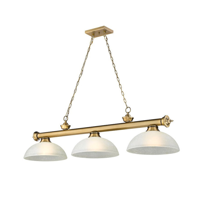 Z-Lite Cordon 3 Light Round Billiard, Rubbed Brass/White Linen - 2306-3RB-DWL14