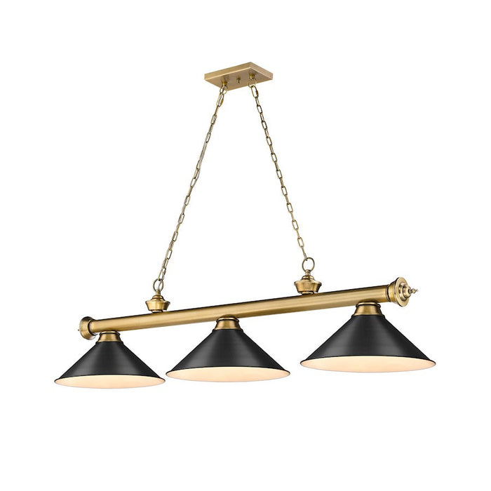 Z-Lite Cordon 3 Light 14" Billiard, Rubbed Brass/Matte Black - 2306-3RB-MB15