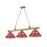 Z-Lite Cordon 3 Light Billiard, Rubbed Brass/Red - 2306-3RB-PRD