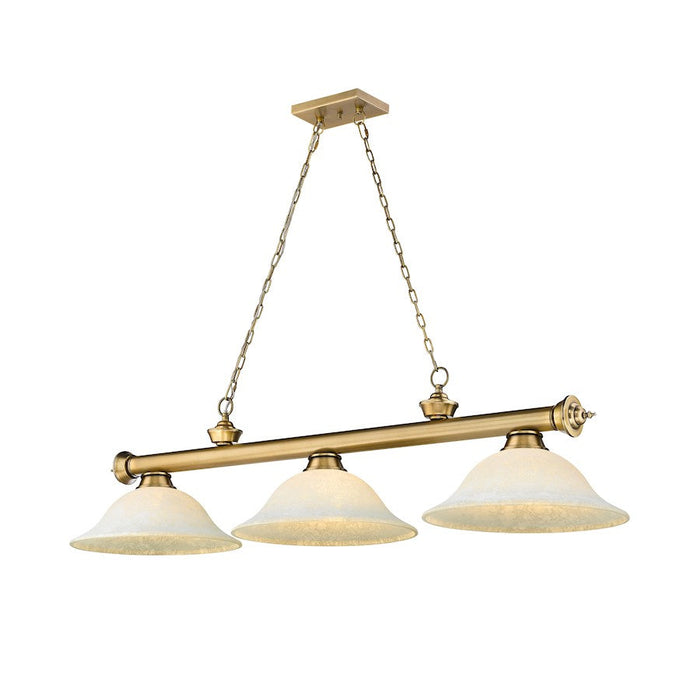 Z-Lite Cordon 3 Light Billiard, Rubbed Brass/White Mottle - 2306-3RB-WM16