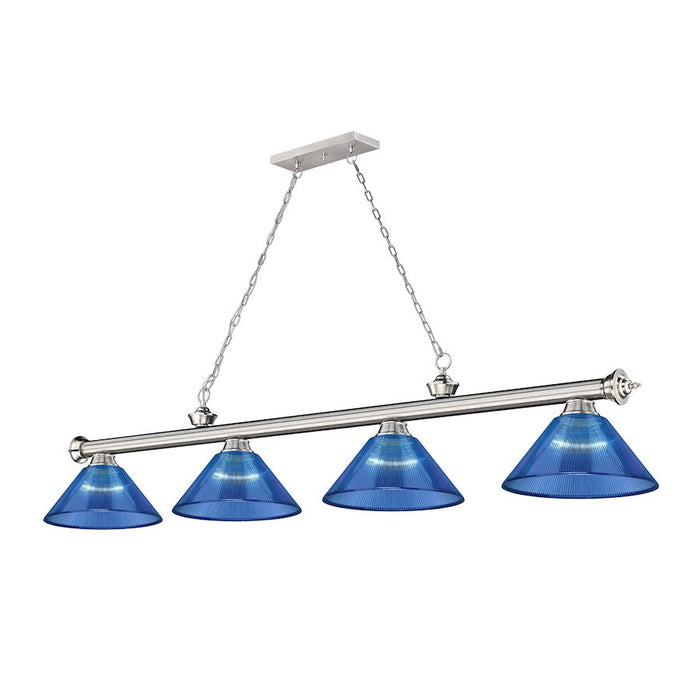 Z-Lite Cordon 4 Light Billiard, Brushed Nickel/Dark Blue - 2306-4BN-ARDB