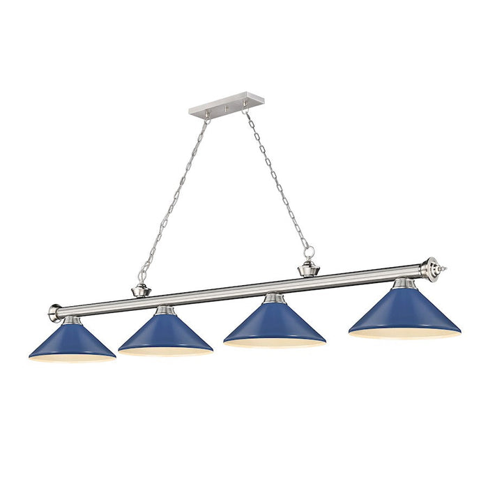 Z-Lite Cordon 4 Light Billiard, Brushed Nickel/Navy Blue - 2306-4BN-MNB