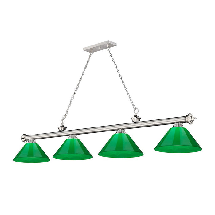 Z-Lite Cordon 4 Light Plastic Billiard, Brushed Nickel/Green - 2306-4BN-PGR