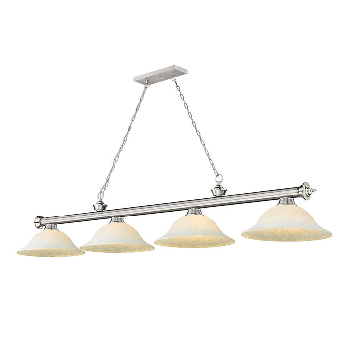 Z-Lite Cordon 4 Light Billiard, Brushed Nickel/White Mottle - 2306-4BN-WM16