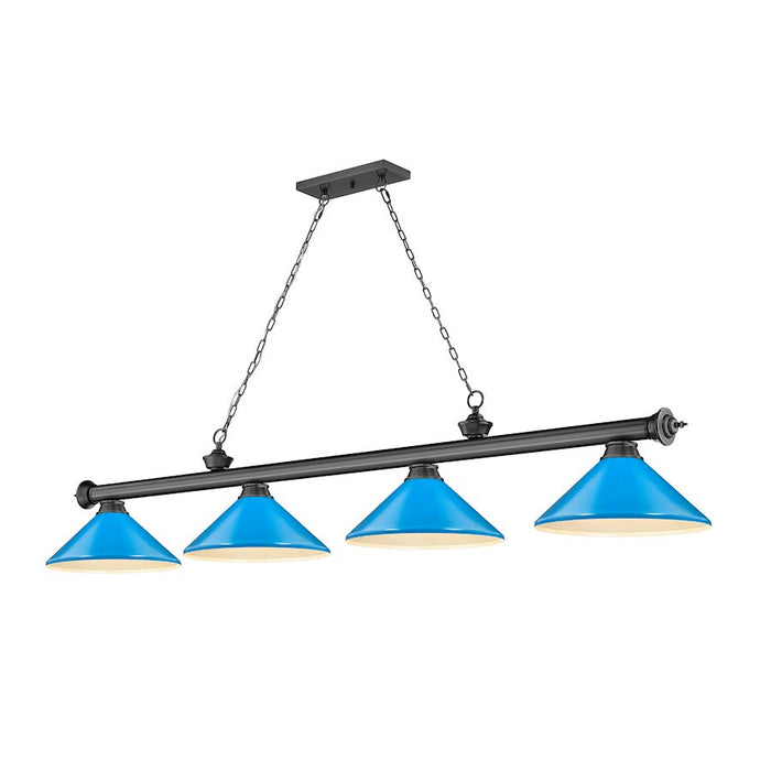 Z-Lite Cordon 4 Light Billiard, Bronze Plated/Electric Blue - 2306-4BP-MEB