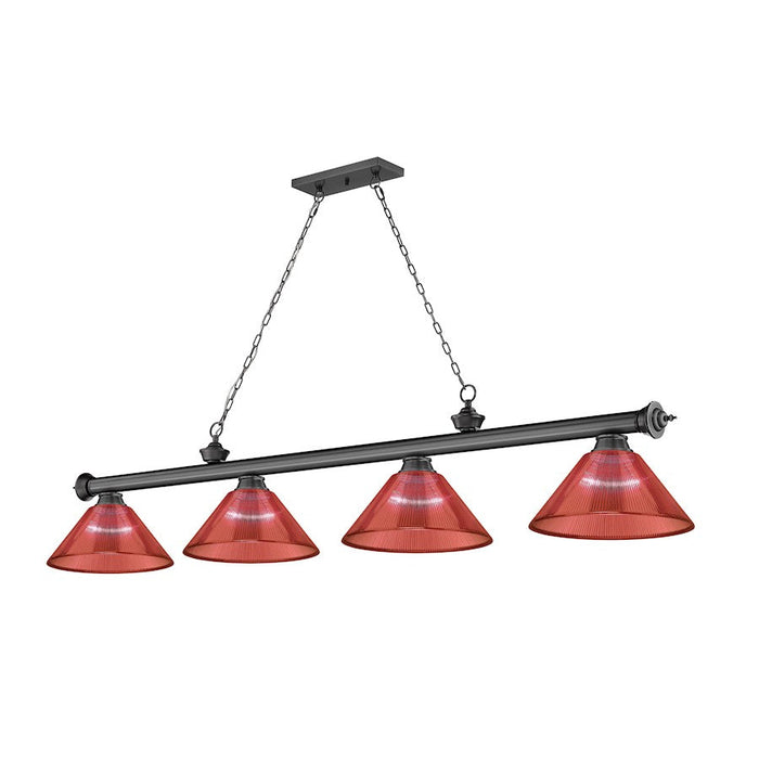 Z-Lite Cordon 4 Light Billiard, Bronze Plated/Red - 2306-4BP-PRD