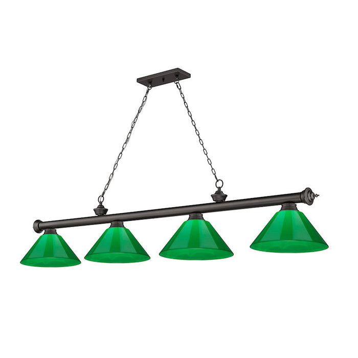 Z-Lite Cordon 4 Light Billiard, Bronze/Green - 2306-4BRZ-PGR