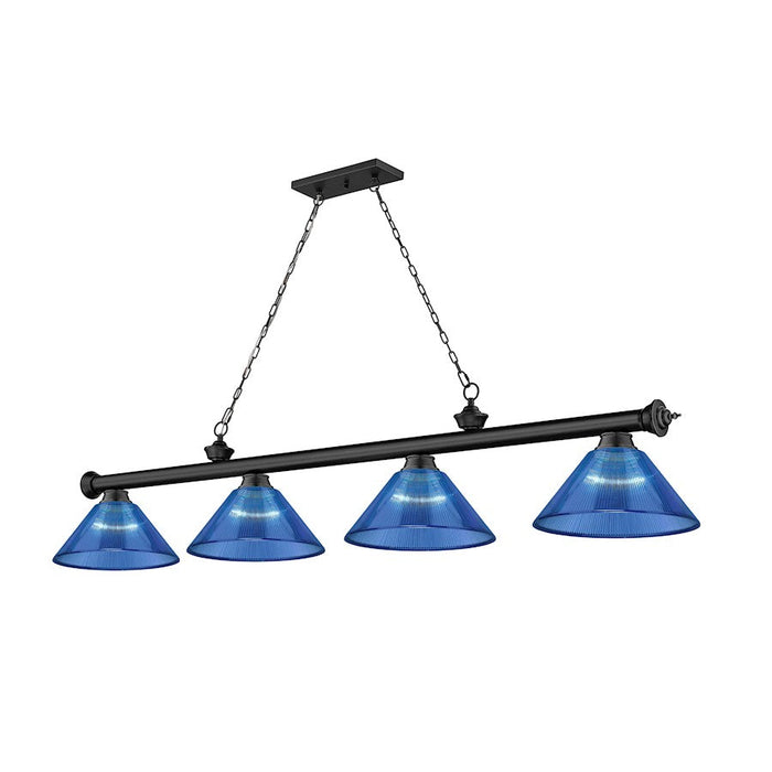 Z-Lite Cordon 4 Light Billiard, Matte Black/Dark Blue - 2306-4MB-ARDB