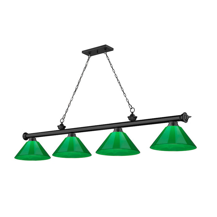 Z-Lite Cordon 4 Light Plastic Billiard, Matte Black/Green - 2306-4MB-PGR