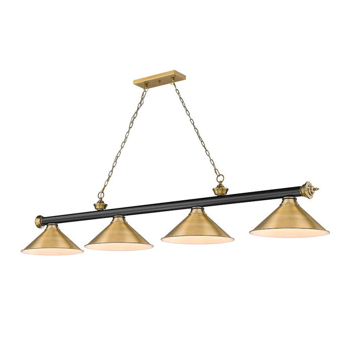 Z-Lite Cordon 4 Light Billiard, Black/Rubbed Brass/Brass - 2306-4MB-RB-RB15