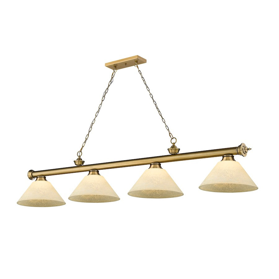 Z-Lite Cordon 4 Light Billiard, Rubbed Brass/Golden Mottle - 2306-4RB-AGM14