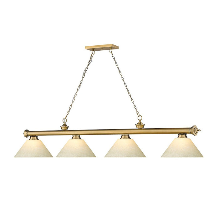 Z-Lite Cordon 4 Light Billiard, Rubbed Brass/Golden Mottle