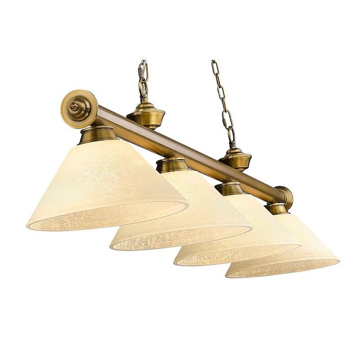 Z-Lite Cordon 4 Light Billiard, Rubbed Brass/Golden Mottle