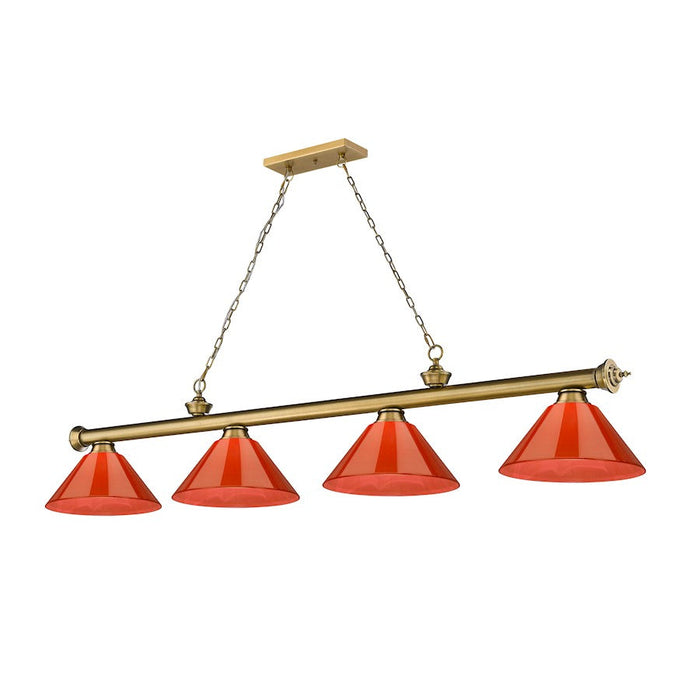 Z-Lite Cordon 4 Light Billiard, Rubbed Brass/Burgundy - 2306-4RB-ARBG