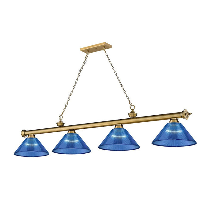 Z-Lite Cordon 4 Light Billiard, Rubbed Brass/Dark Blue - 2306-4RB-ARDB