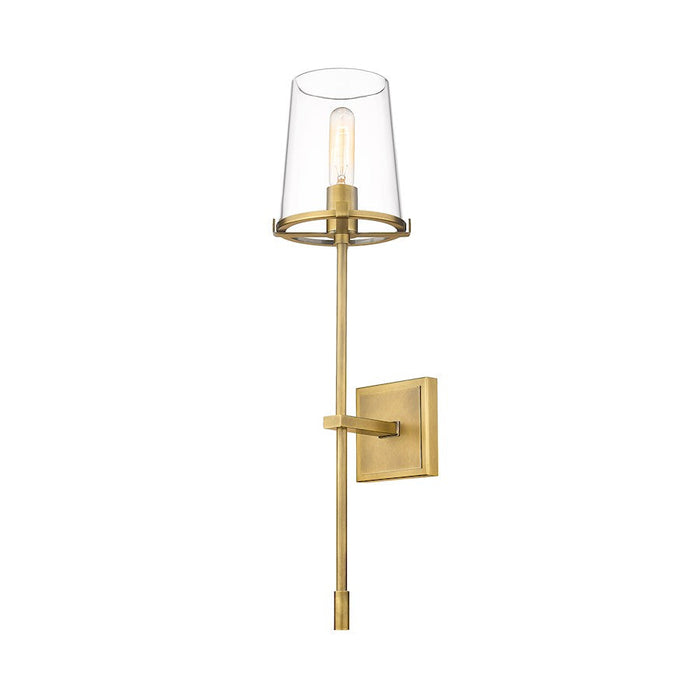 Z-Lite Callista 1 Light Wall Sconce, Rubbed Brass/Clear