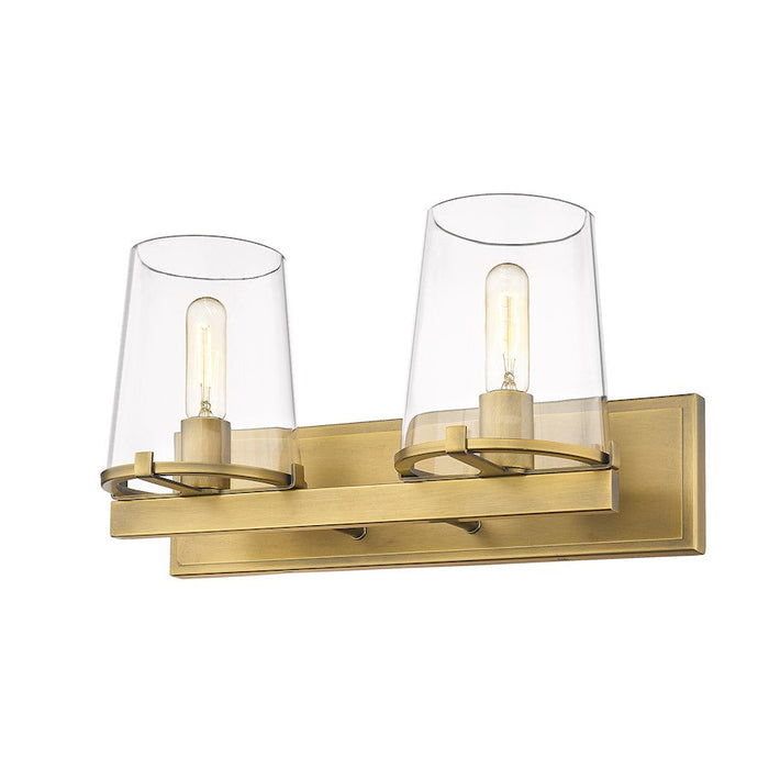 Z-Lite Callista 2 Light Vanity, Rubbed Brass/Clear