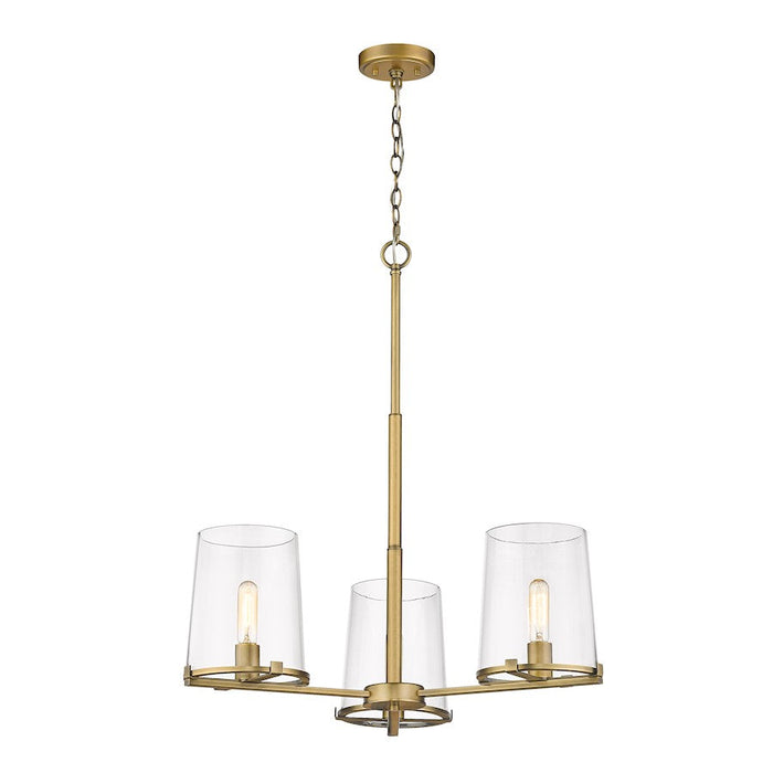 Z-Lite Callista 3 Light Chandelier, Rubbed Brass/Clear