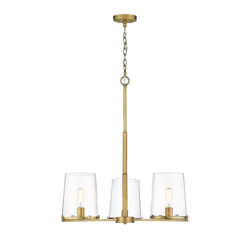 Z-Lite Callista 3 Light Chandelier, Rubbed Brass/Clear