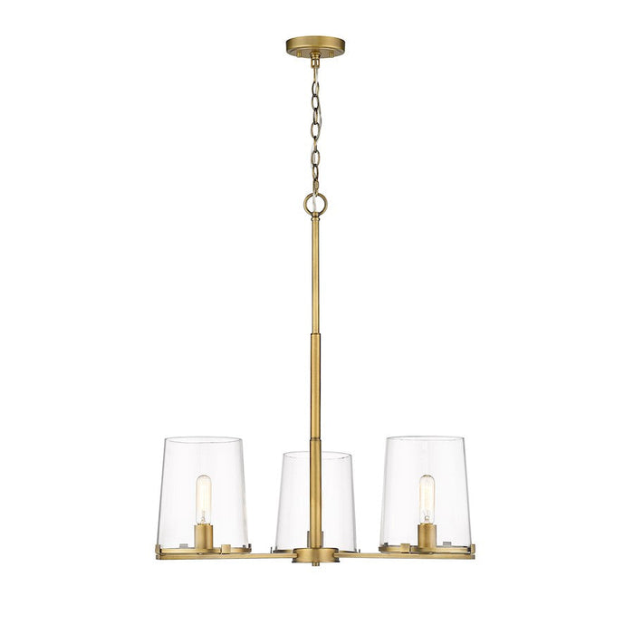 Z-Lite Callista 3 Light Chandelier, Rubbed Brass/Clear