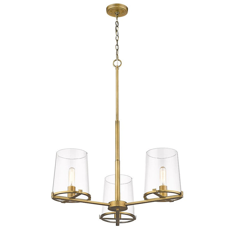 Z-Lite Callista 3 Light Chandelier, Rubbed Brass/Clear