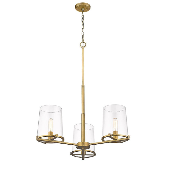 Z-Lite Callista 3 Light Chandelier, Rubbed Brass/Clear