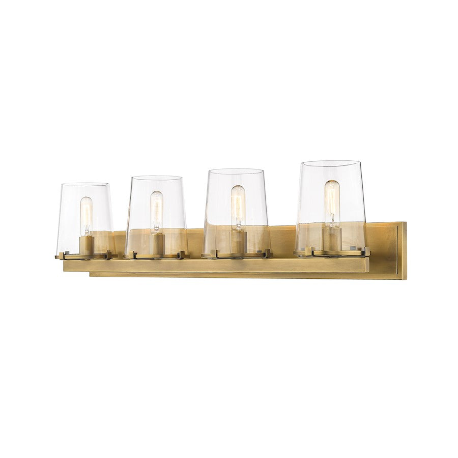 Z-Lite Callista 4 Light Vanity, Rubbed Brass/Clear - 3032-4V-RB