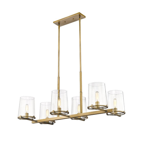 Z-Lite Callista 6 Light Island, Rubbed Brass/Clear - 3032-6L-RB