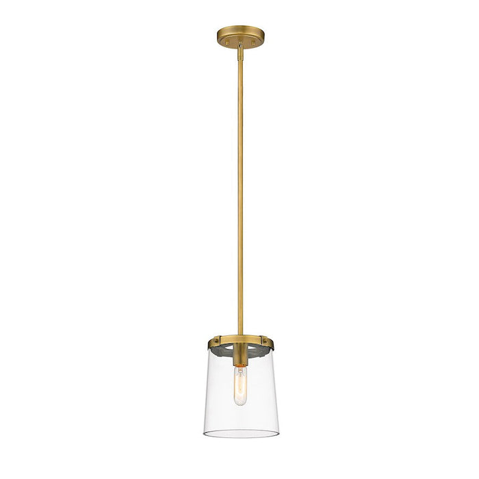 Z-Lite Callista 1 Light Mini Pendant, Rubbed Brass/Clear