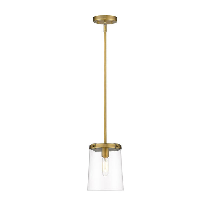 Z-Lite Callista 1 Light Mini Pendant, Rubbed Brass/Clear