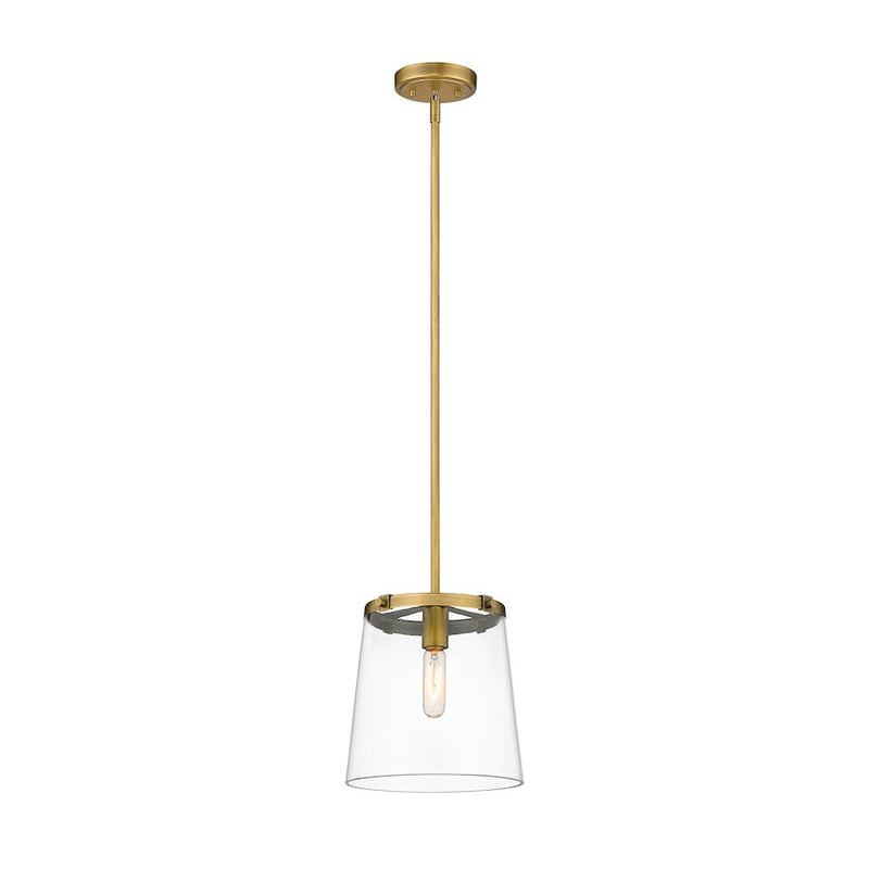 Z-Lite Callista 1 Light Pendant, Rubbed Brass/Clear